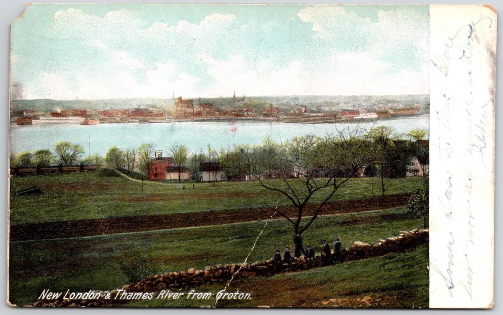 Vintage Postcard, New London and Thames River From Groton, Connecticut
