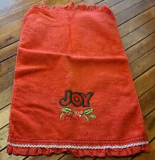 Red Christmas Joy Hand Towel Fringed Edge 10.5x17 Inch picture