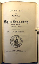 LOWELL MA 1880 Charter & By-Laws Pilgrim Commandery Knights Templars Masons RARE picture