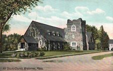 Postcard MA Braintree Massachusetts All Souls Church Posted Vintage PC G1850 picture
