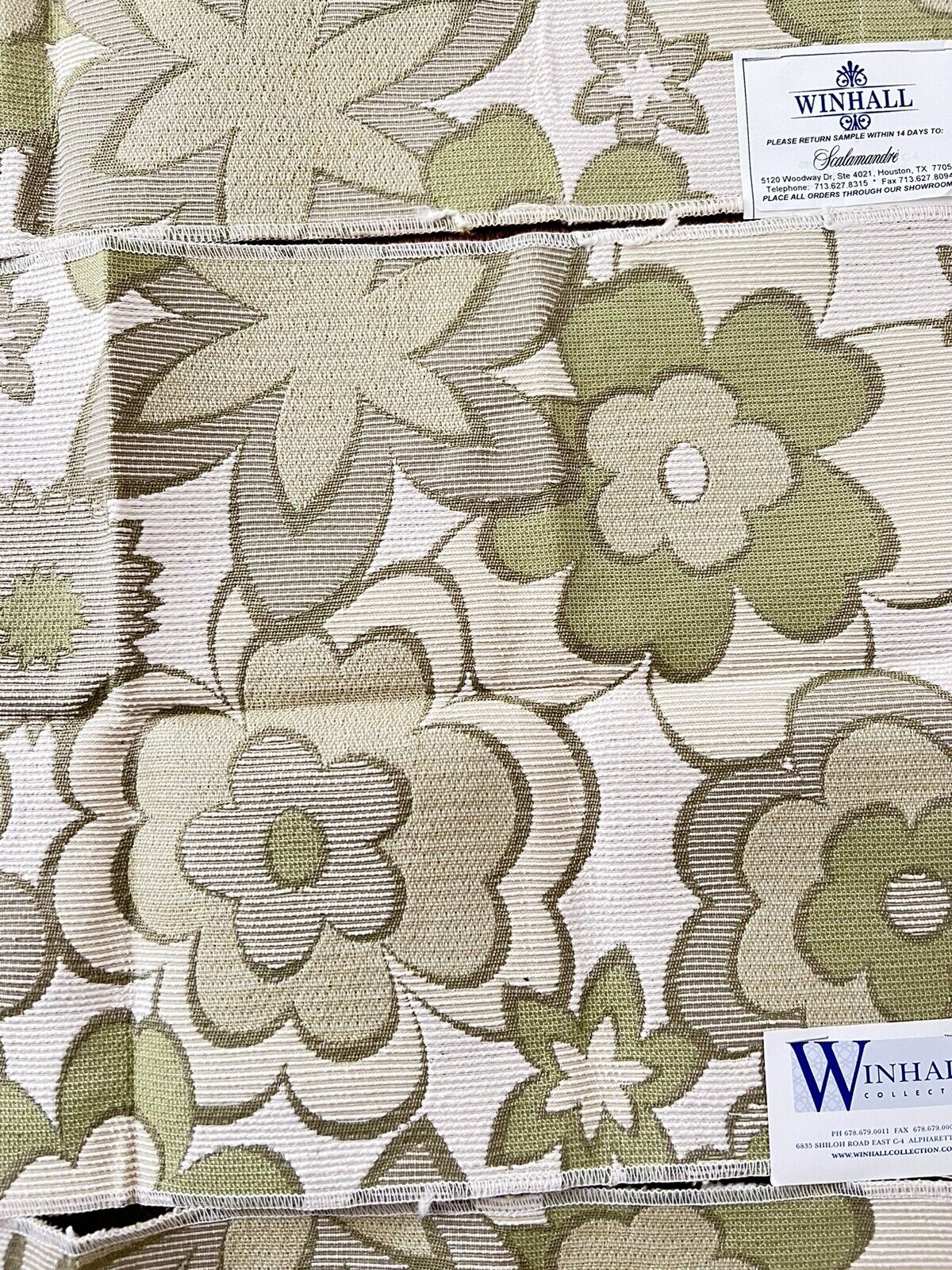 5 WINHALL Fabric Collection- Garden Party- - H 15” x  V 12 “- Color  Green
