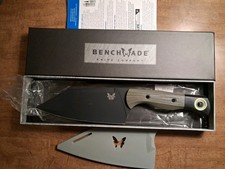 Benchmade 4010 Station Knife Black Blade OD Green Handle Sheath Fast shipping picture
