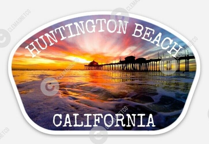 Huntington Beach VINYL STICKER -  California Surfing Pacific Ocean Surf decal