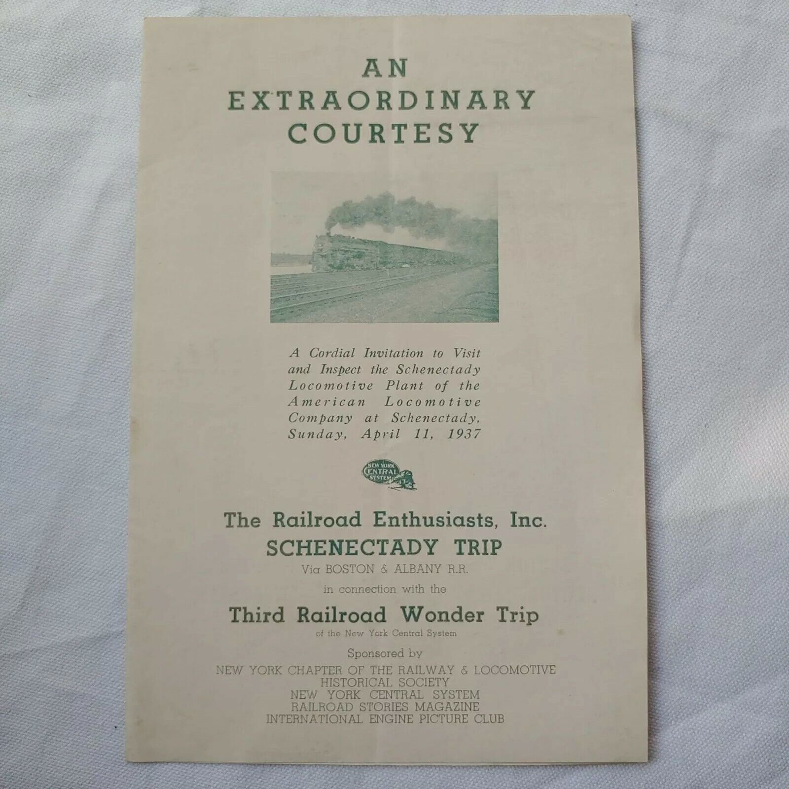 Boston & Albany Railroad Wonder Trip Special Brochure Advertisement April 1936