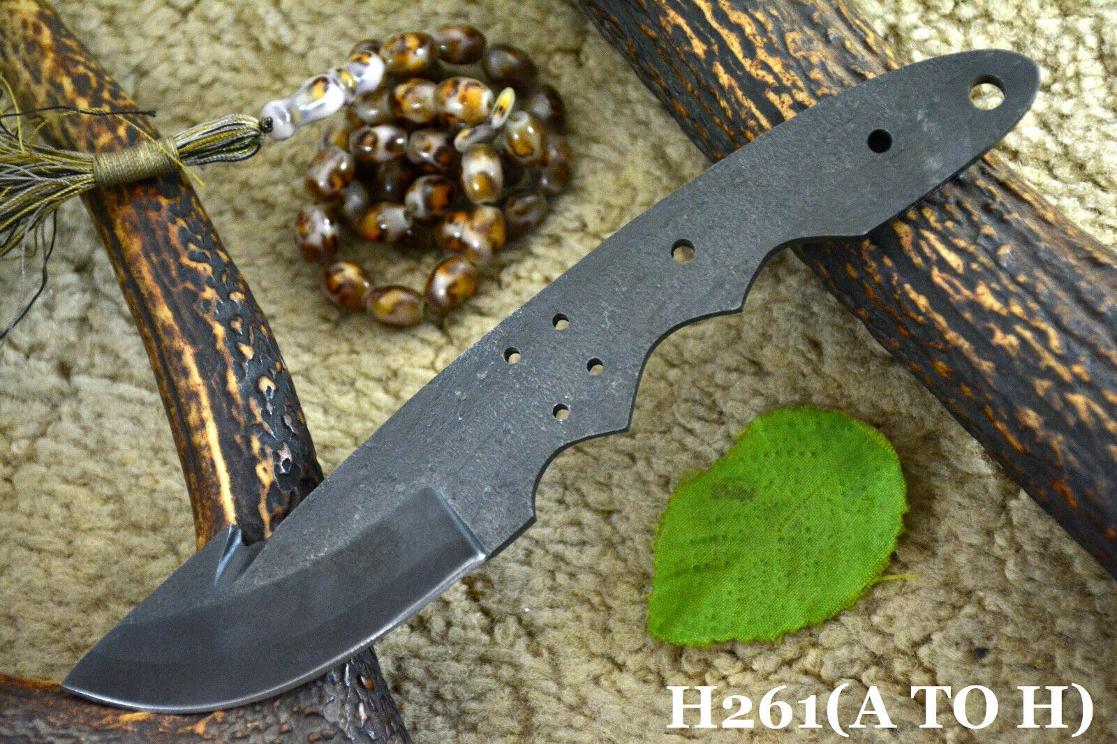 Custom 1095 High Carbon Steel Blank Blade Gut Hook Hunting Knife,No Damascus (F)