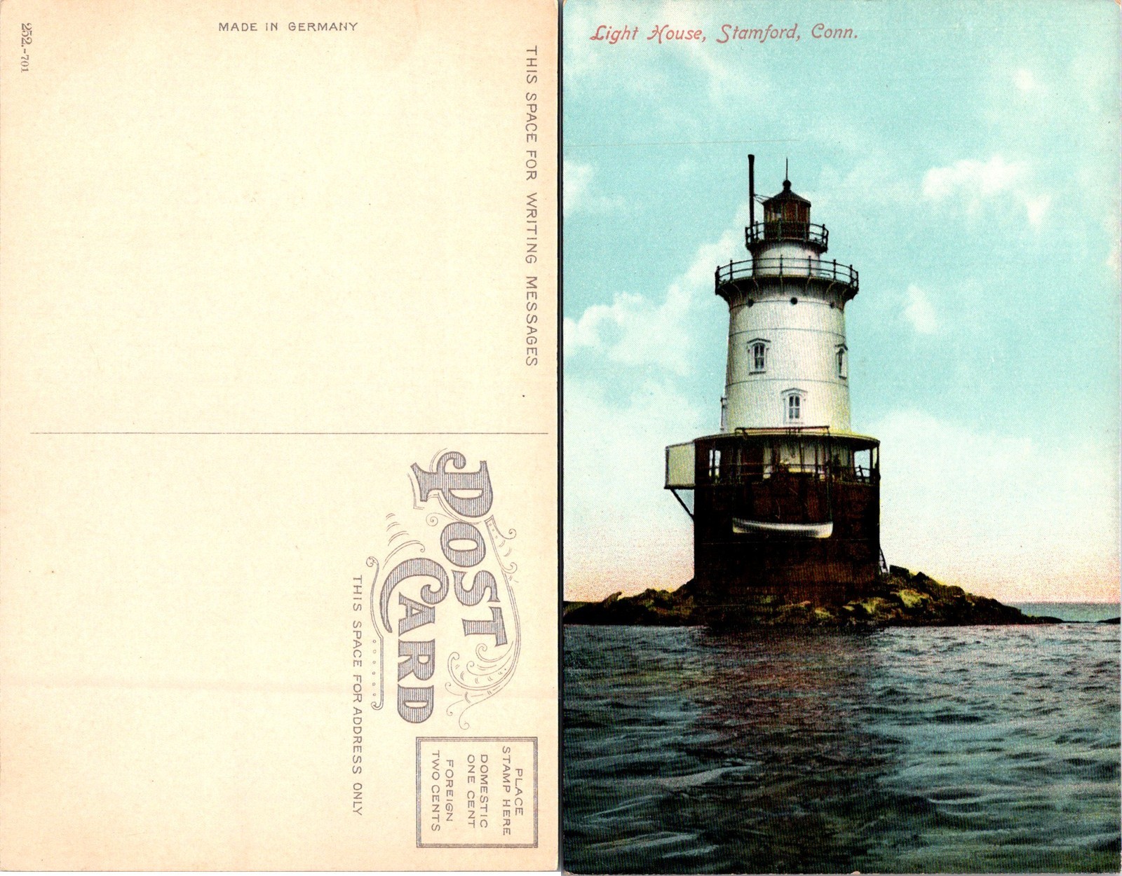 Stamford CT Light House, Water & Waves Postcard 71607 Stamford CT Light House, Water & Waves Postcard 71607