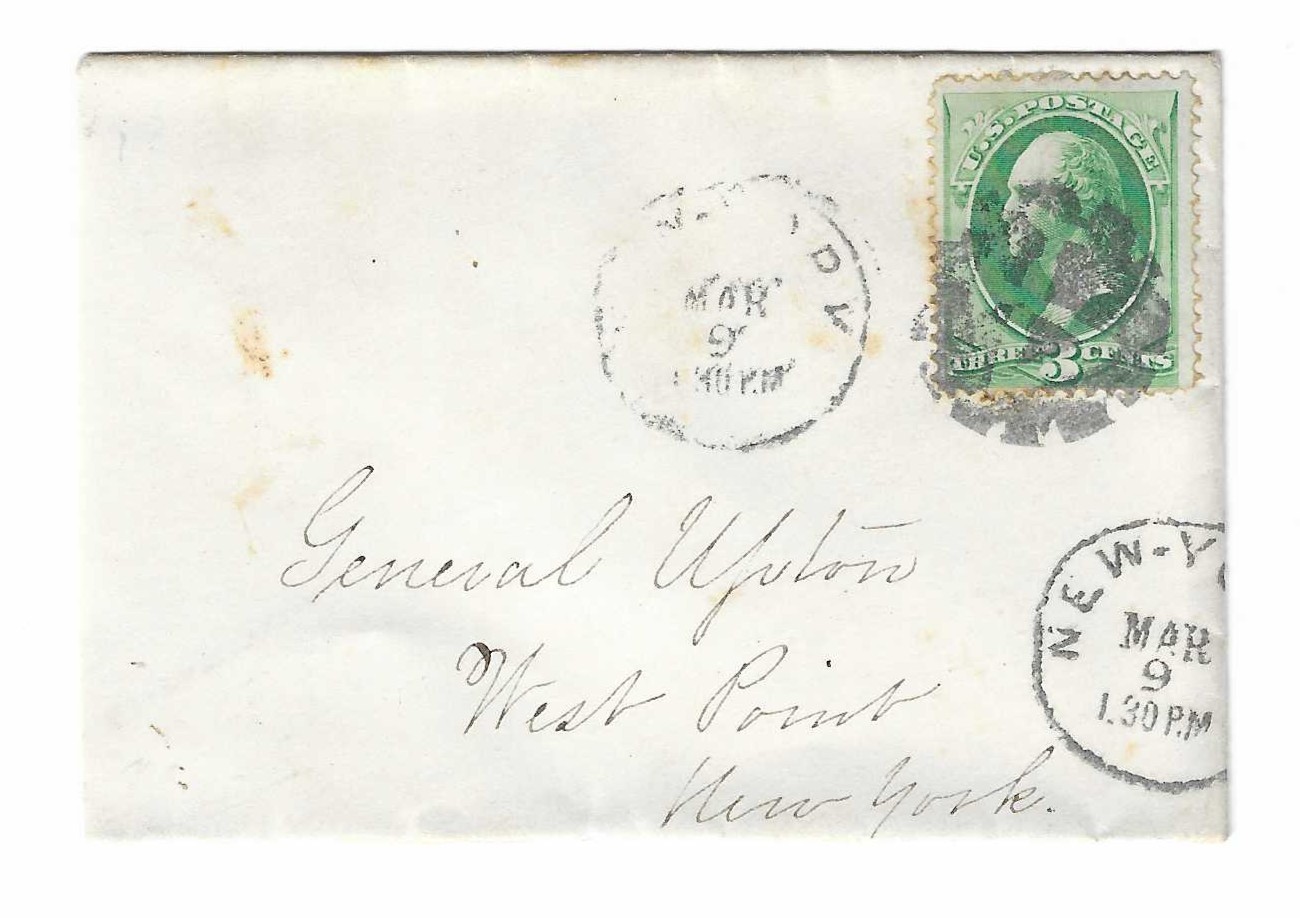 1870s? West Point NY Cover - To General Upton (Emory Upton?) 1870s? West Point NY Cover - To General Upton (Emory Upton?)