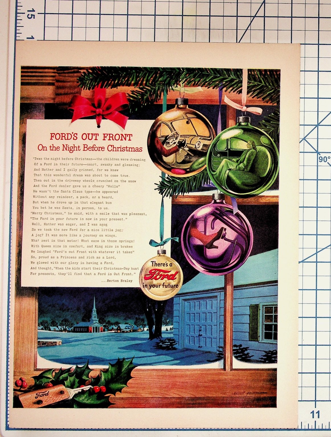 Vintage 1950s Ford Christmas Car Ad Magazine Print Art Berton Braley Poem Vintage 1950s Ford Christmas Car Ad Magazine Print Art Berton Braley Poem