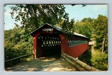 East Arlington VT-Vermont Scenic Old Covered Chiselville Bridge Vintage Postcard picture
