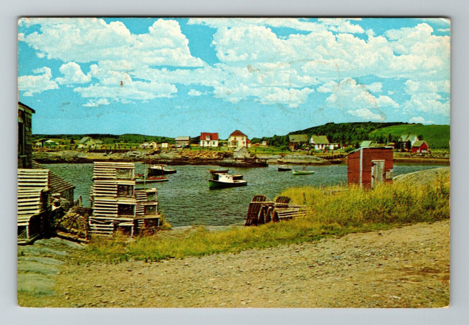 Lunenburg-Nova Scotia, Fishing Village of Blue Rocks, Vintage Chrome Postcard