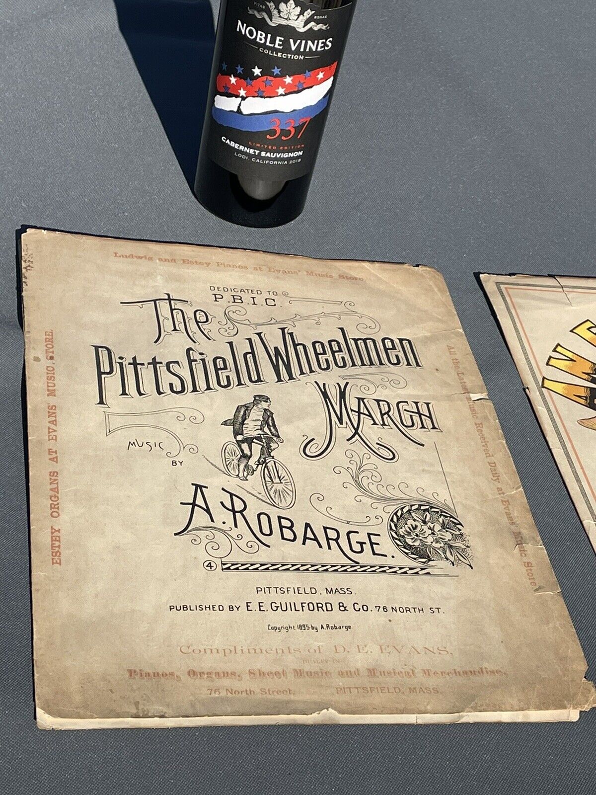RARE The Pittsfield Wheelmen Bicycle Racer ANTIQUE Sheet Music 1895