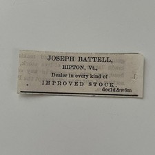 Joseph Battell Dealer Of Improved Stock Ripton VT 1867 Rutland Clipping TAJ7-S77 picture