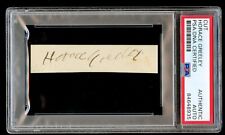 Horace Greeley d1872 signed autograph .5x3 cut New-York Tribune Founder PSA Slab picture