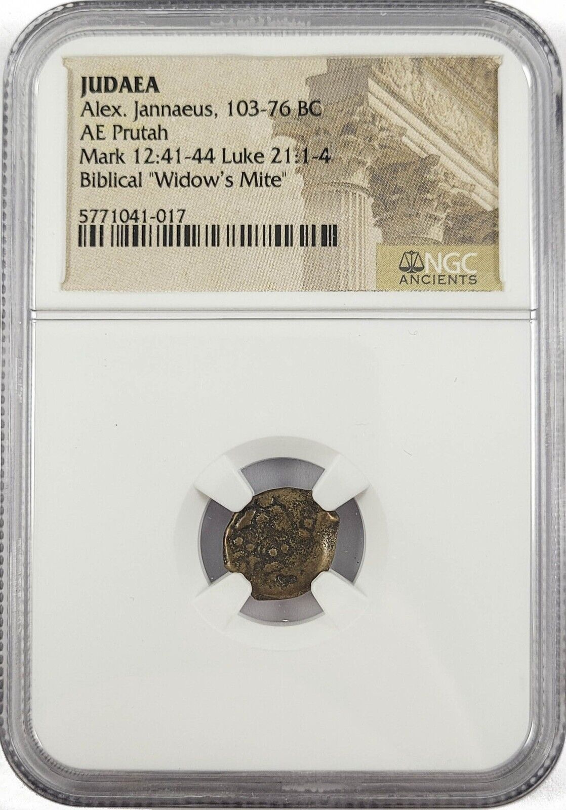 NGC Certified Widow's Mite: Judean Prutah (103-76 BC) Lower Grade Biblical Coin