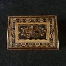 Antique Victorian Tunbridge Ware Snuff Box Floral Micro Mosaic. With Tiny Handle picture