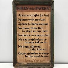Antique Rules of this Tavern Sign Wooden Plaque Lemuel COXs Inn Vintage Decor picture
