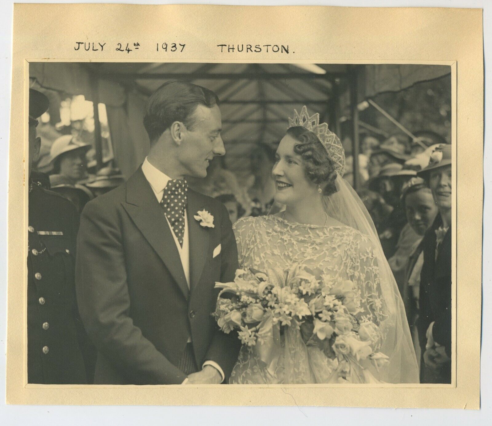 Beautiful 1937 Bridge & Groom Wedding Photograph Thurston Suffolk C11