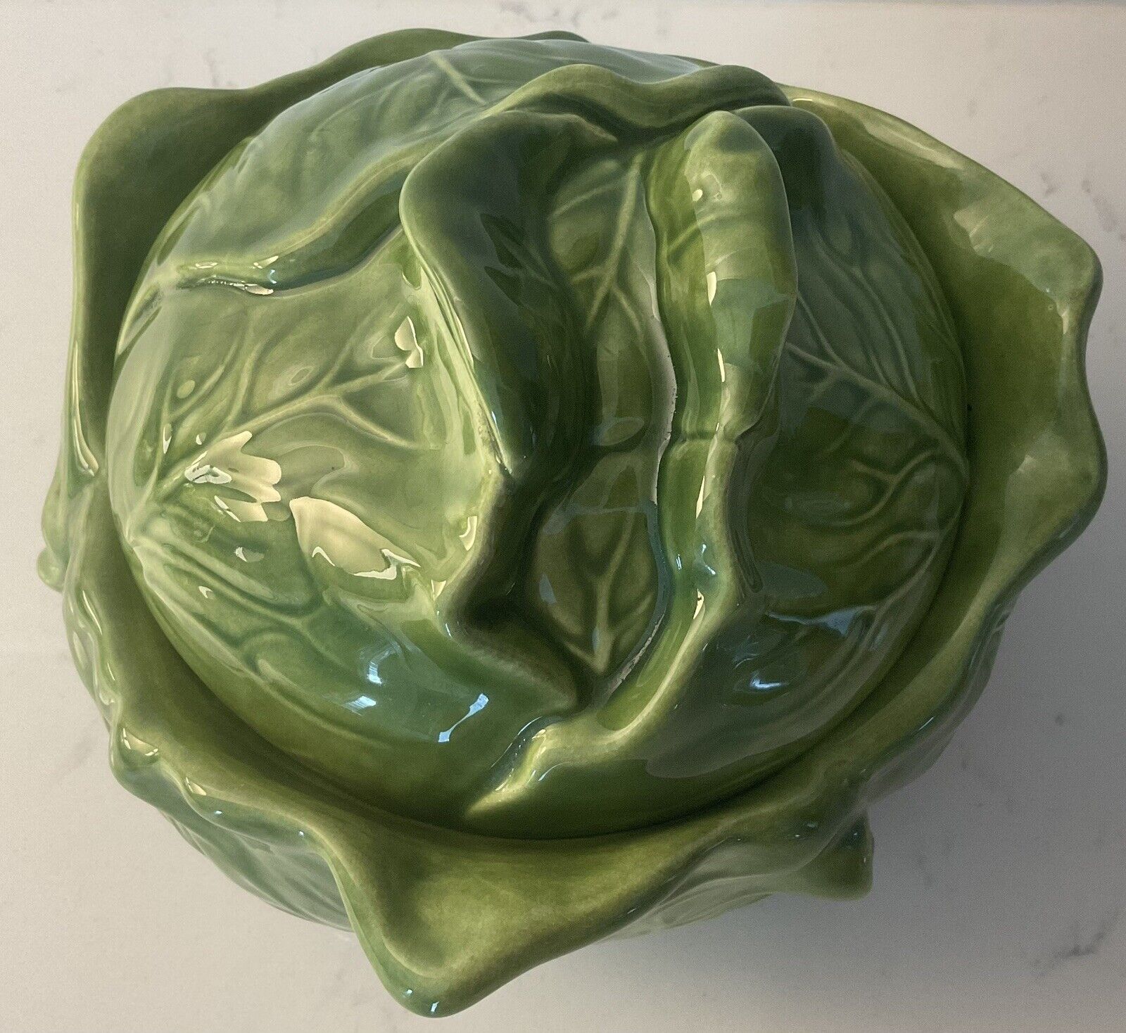Vintage Holland Mold Green Ceramic Covered Cabbage Dish