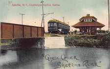 Traction Station Trolley Depot Ashville Chautauqua Lake NY Postcard 1909 picture