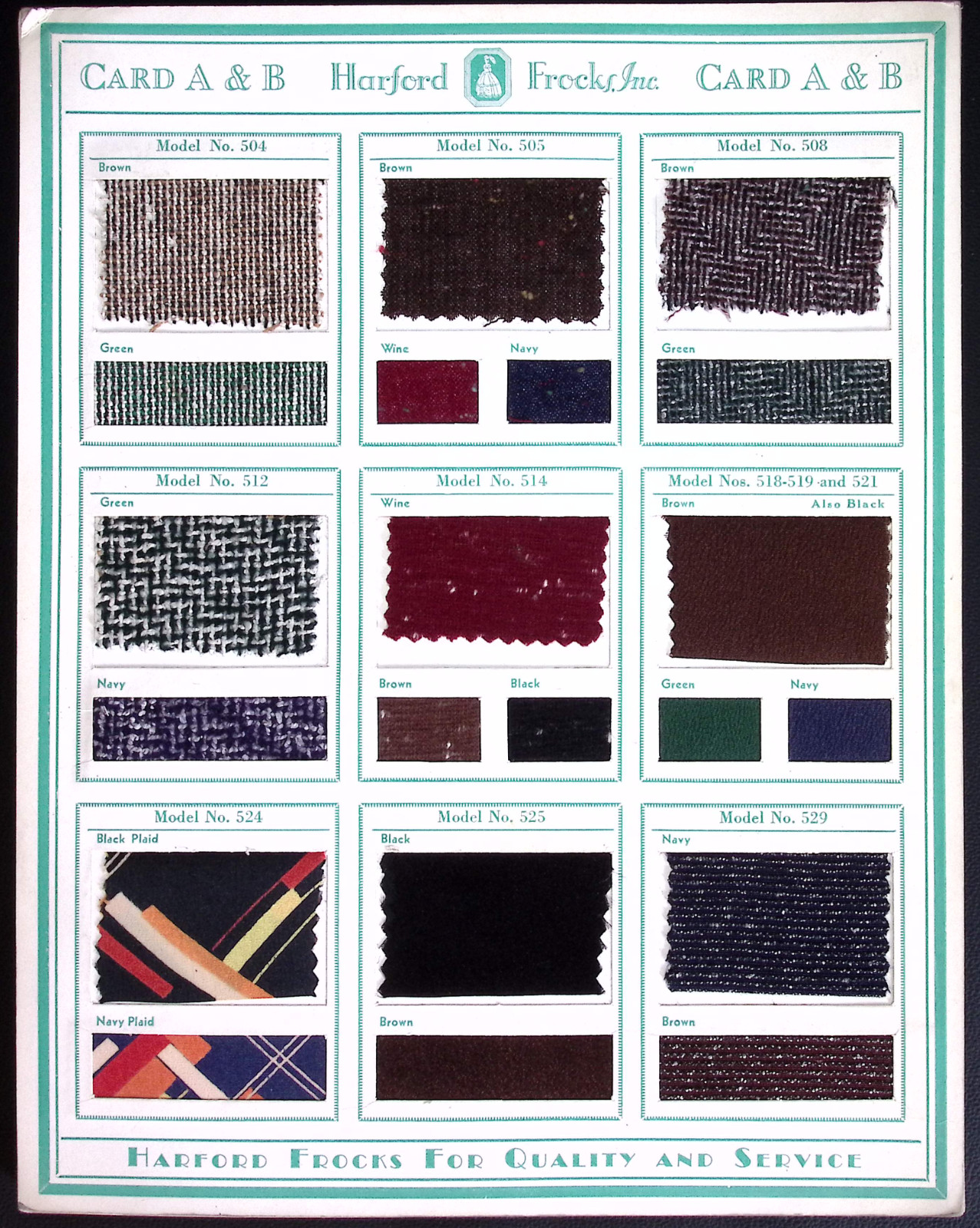 1931 Hartford Frocks Fall Fabric Swatch Salesman Sample SWATCH SHEET ...