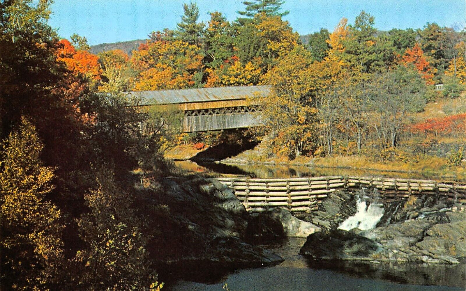Saxtons River Bellows Falls VT Vermont Covered Bridge Vtg Postcard D44