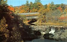 Saxtons River Bellows Falls VT Vermont Covered Bridge Vtg Postcard D44 picture