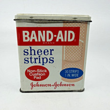 Vintage Band-Aid Metal Tin Box Johnson & Johnson Sheer Strips Advertising picture