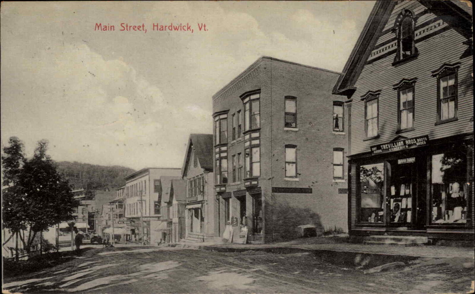 Hardwick VT Vermont Main St. Storefronts c1910 Postcard