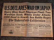 Front Page Of Newspaper Bakersfield, California December 8, 1941 picture