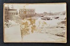 antique PHOTOGRAPH shelburne falls ma big buildings houses rock picture