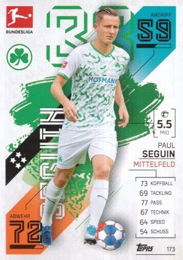 173 GREUTHER FÜRTH - SEGUIN PAUL - GERMANY CARD TOPPS FEDERAL LEAGUE 2022