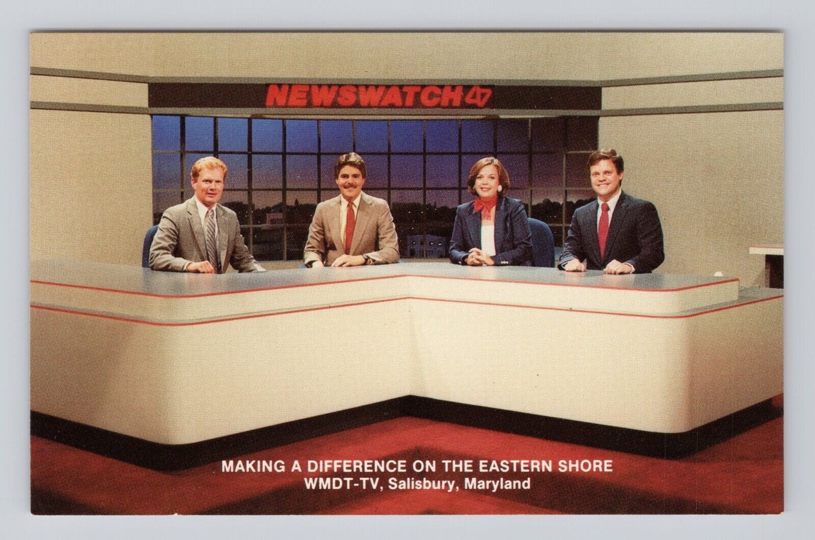 Postcard Newswatch TV Anchors WMDT-TV Salisbury Maryland Karen Adams News desk