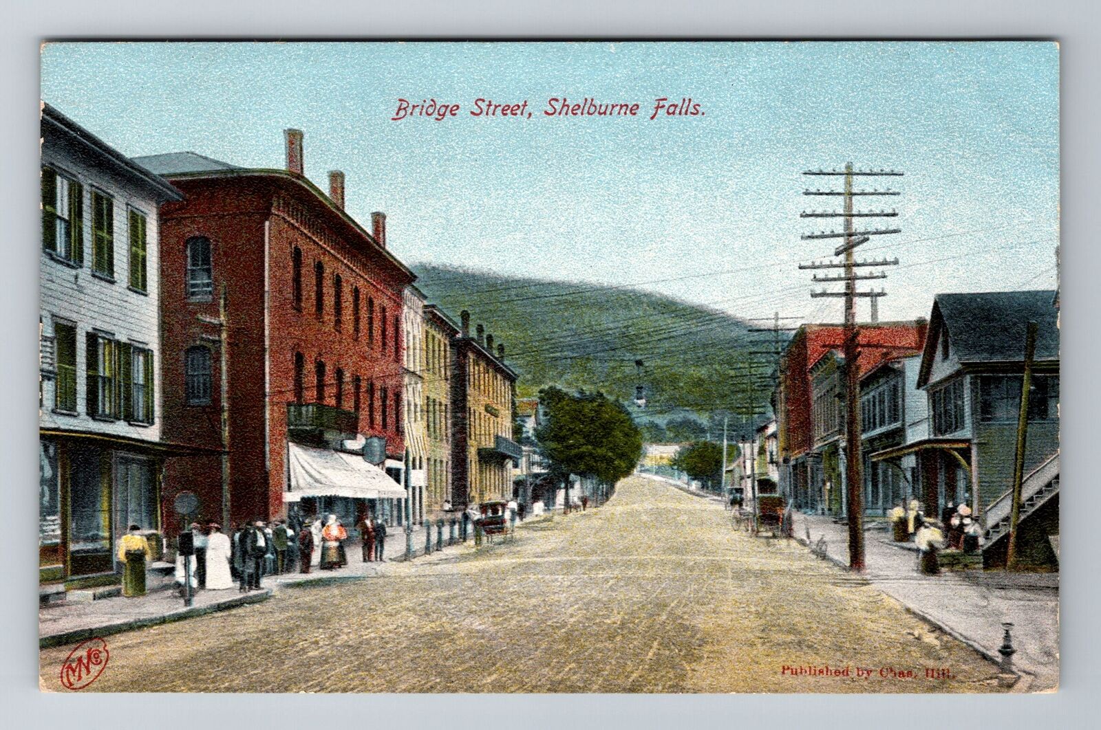 Shelburne Falls MA-Massachusetts, Bridge Street, Antique, Vintage Postcard