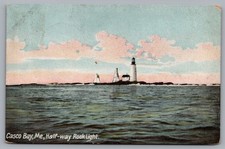 Half Way Rock Light Topsham ME 1909 Vintage Postcard TS-250 picture