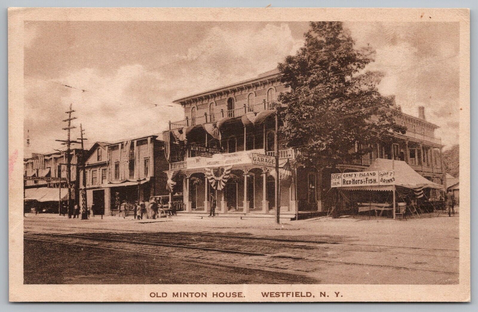 Postcard Old Minton House Coney Island Red Hots Westfield New York *A1591