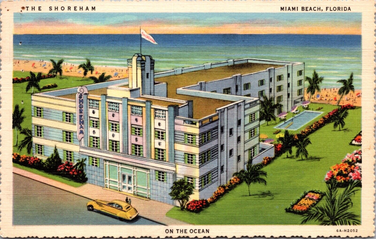Linen Postcard The Shoreham Hotel in Miami Beach, Florida