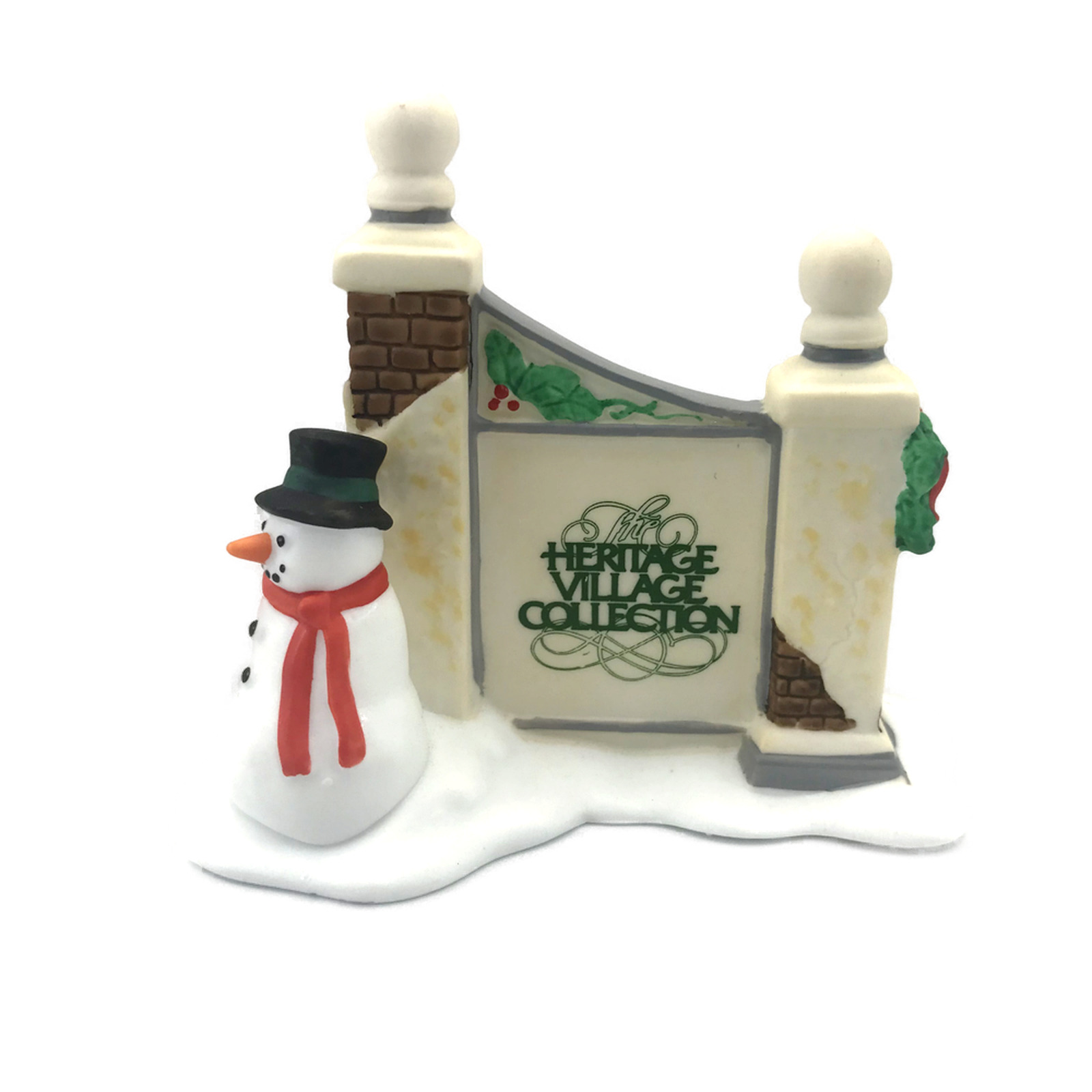 Dept 56 Heritage Village Collection Sign w/ Snowman Accessory 5572-7