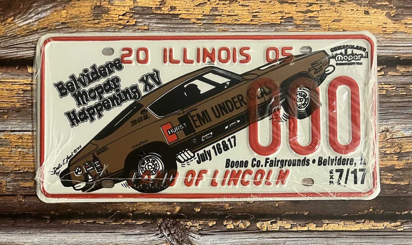 2005 Illinois Belvidere Mopar Happening XV Hurst Hemi Sample License Plate NOS 2005 Illinois Belvidere Mopar Happening XV Hurst Hemi Sample License Plate NOS
