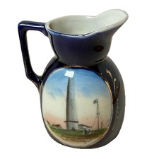 GROTON, Connecticut CT Antique GROTON MONUMENT Souvenir China COBALT Creamer picture