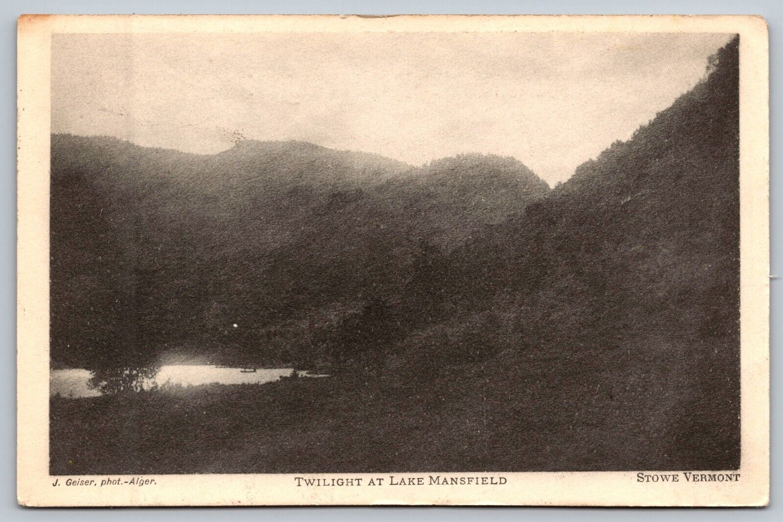 Stowe Vermont Twilight at Lake Mansfield Vintage Postcard