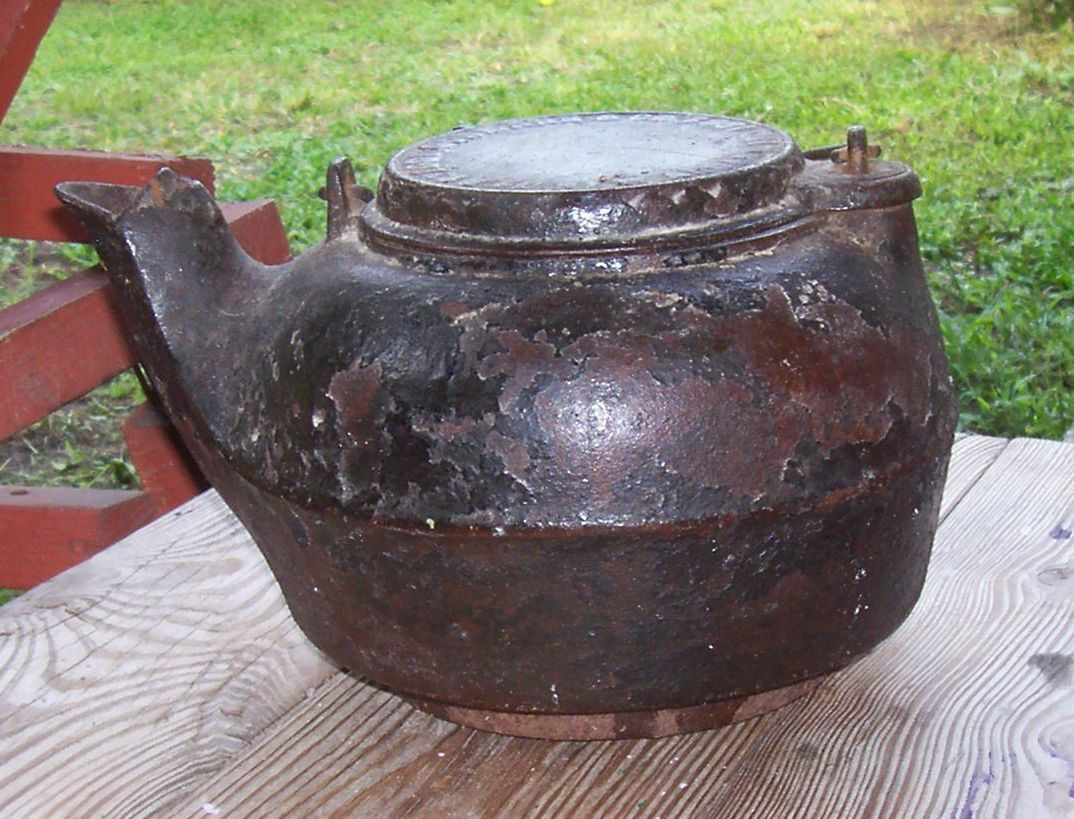 Rare Antique 1883 Terstegge Gohmann & Co Albany Ind. Cast Iron Teapot Kettle