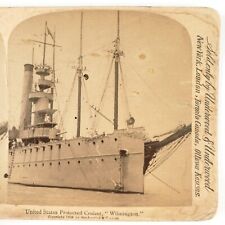 USS Wilmington PG-8 Cruiser Stereoview c1898 Spanish-American War Ship A2495 picture