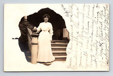 c1906 Woman in White Dress Jess? Fairfield Iowa IA Real Photo Postcard picture
