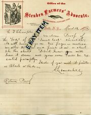 1872 BATH, N.Y. STEUBEN FARMERS ADVOCATE letterhead Anthony. L. UNDERHILL Editor picture