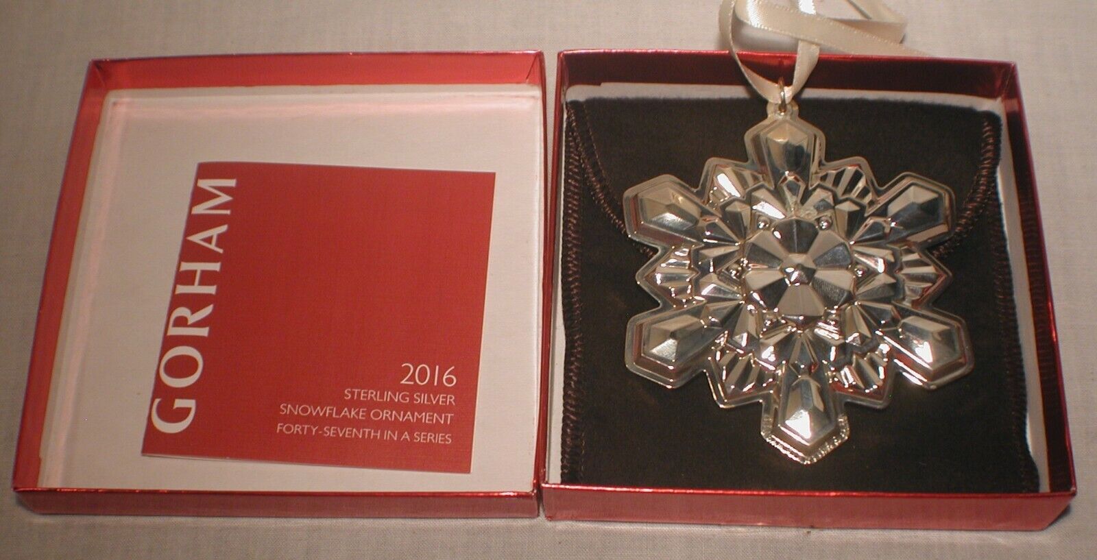  Gorham Sterling Silver Snowflake Christmas 2016 Forty-Seventh Annual Ornament