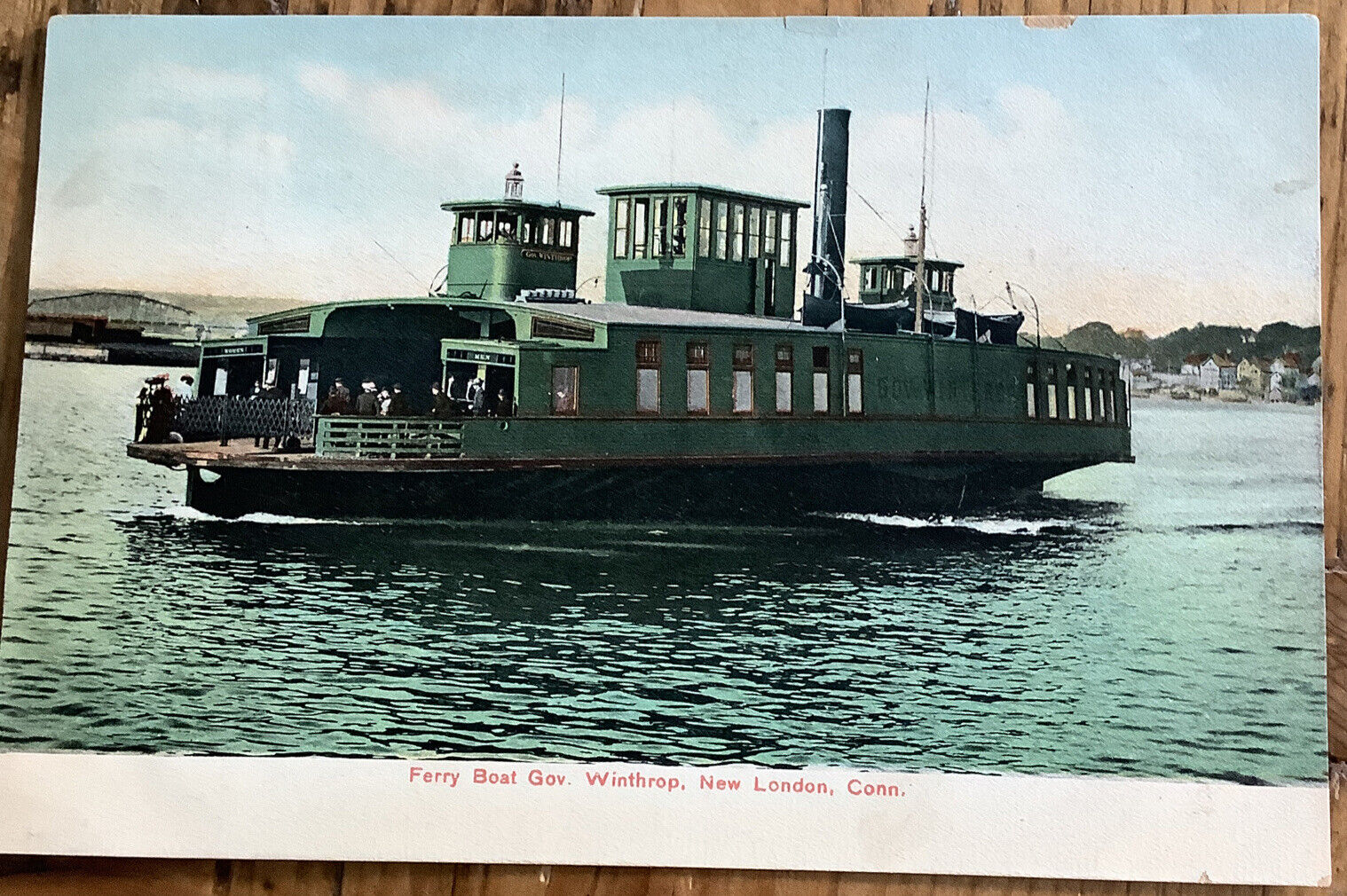 Ferry Boat Gov. Winthrop Between New London & Groton CT Connecticut Postcard