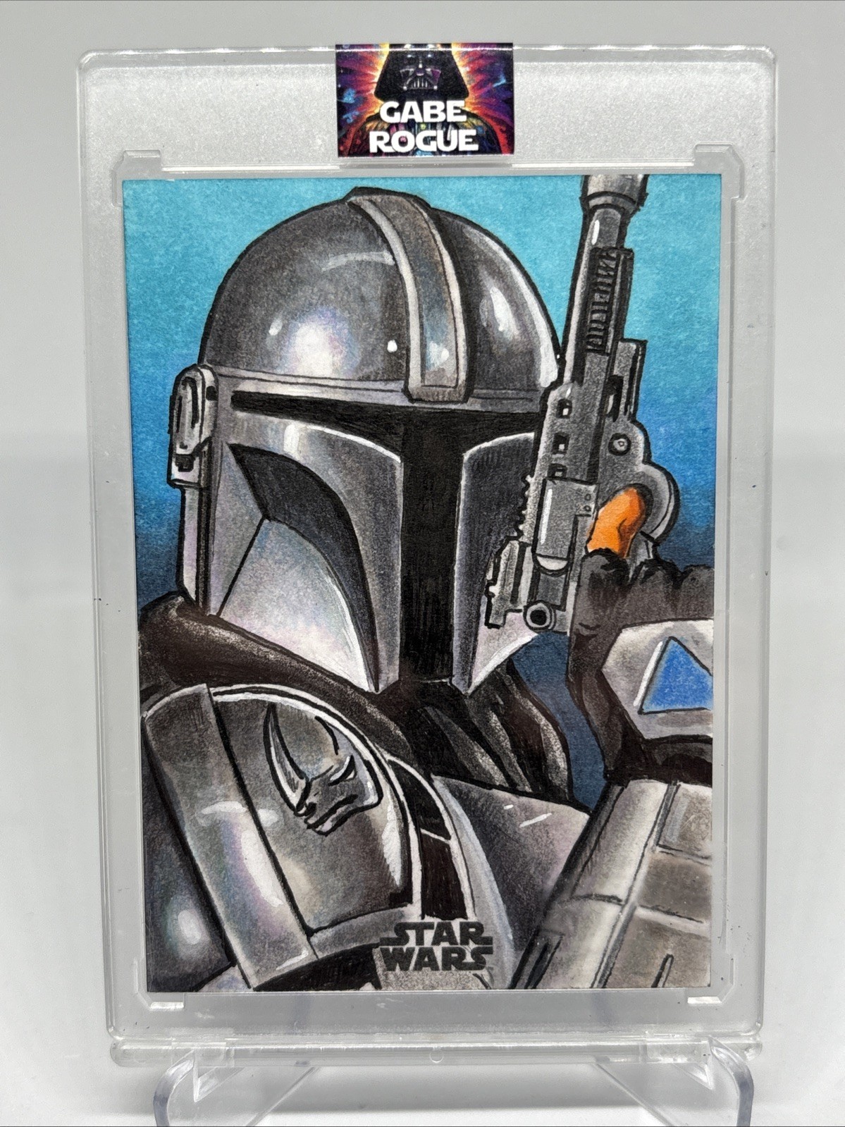 2022 Topps Mandalorian 1/1 Sketch Card The Mandalorian Darren Coburn-James 2022 Topps Mandalorian 1/1 Sketch Card The Mandalorian Darren Coburn-James