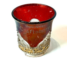 CRAFTSBURY VT VERMONT Ruby Red Flash Souvenir Glass TRINKET ANTIQUE CUP picture