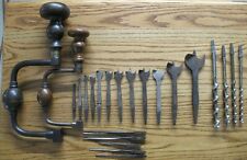 Lot of 23 Old Woodworking Drilling Tools Penny Brace Center Bits Auger Sheffield picture