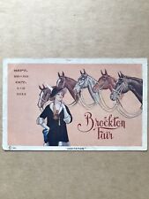 Brockton Fair Massachusetts Ad Horses Pretty Lady Antique Postcard 1914 picture